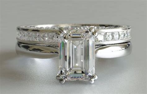 Solitaire Ring Eternity Band Emerald Cut Diamond Engagement Etsy