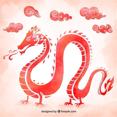 Premium Vector Watercolor Traditional Chinese Dragon