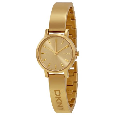 DKNY Soho Round Champagne Dial Gold-tone Ladies Watch NY2307 ...