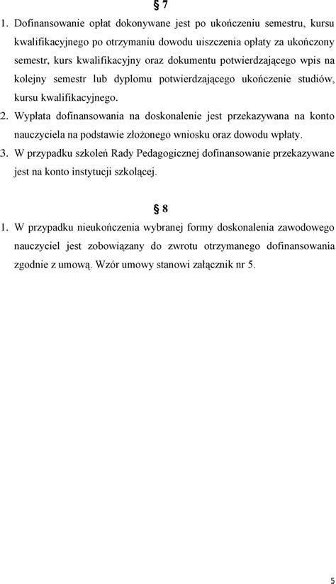 PROCEDURA DOFINANSOWANIA DOSKONALENIA ZAWODOWEGO NAUCZYCIELI W SZKOLE