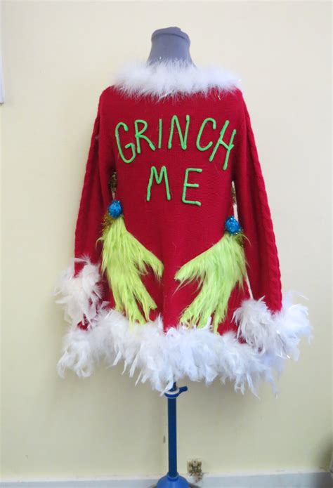 Cute Flirty Grinch Me Tacky Ugly Christmas Sweater Foofoo Etsy