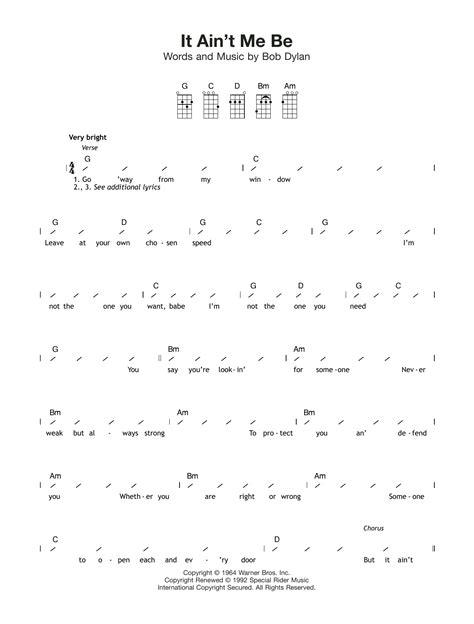 Bob Dylan It Ain T Me Babe At Stanton S Sheet Music