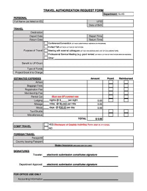 Fillable Online Phhp Slhs Sites Medinfo Ufl Travel Authorization