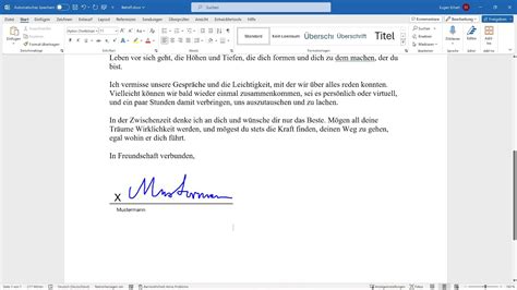 Word Unterschrift und Signatur einfügen handschriftlich signieren