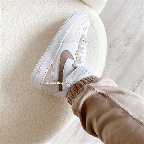 Nike Air Force 1 Mid Custom Kaffee Mokka Braun Etsy De