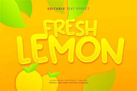 Premium Vector Fresh Lemon D Editable Text Effect