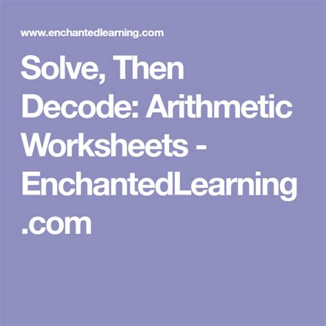 Solve Then Decode Arithmetic Worksheets