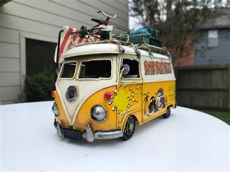 Vintage VW Yellow 8 inches Camper Van Volkswagen Miniature | Etsy