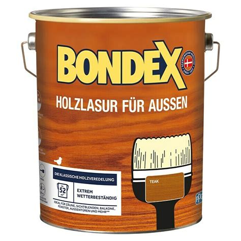 Bondex Holzlasur für Außen Teak Seidenmatt 4 l Lösemittelbasiert