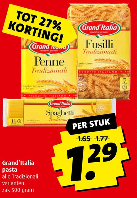 Grand Italia Spaghetti Fusilli Folder Aanbieding Bij Boni Details