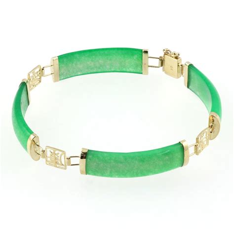 Ct Yellow Gold Jade Rectangluar Curved Bar Bracelet From Mr Harold