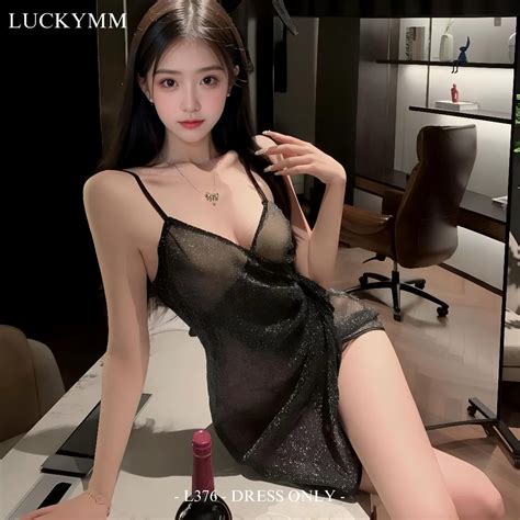 Jual Luckymm Sexy Lingerie Dress Glitter Baju Tidur Lingerie Sexy Transparan Wanita