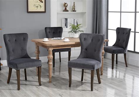 Amazon Merax Set Of 4 Upholstered Fabric Dining Chairs With