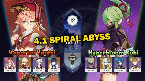 C6 Yanfei Vaporize C3 Kuki Hyperbloom 4 1 Spiral Abyss Genshin