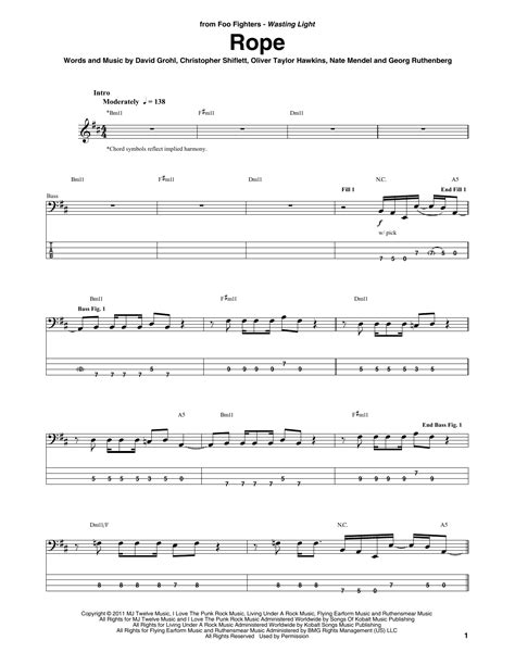 Foo Fighters 'Rope' Sheet Music and Printable PDF Music Notes | Foo ...