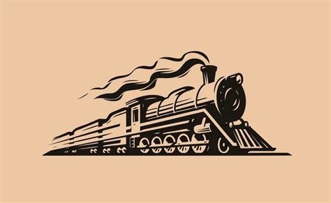 Old Steam Train Emblem Logo Royalty Free Vector Image In Old