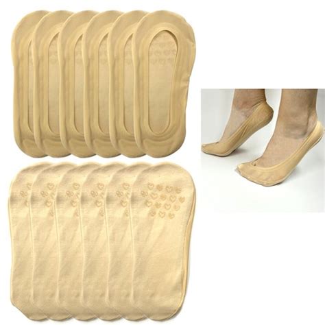 Pk No Show Socks Women Nude Flats Non Slip Foot Liner Invisible Ultra
