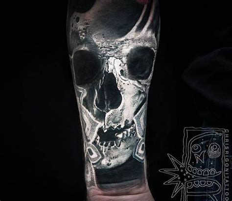 Creepy Skull Tattoo By Chris Rigoni Post 16708 Skull Tattoo