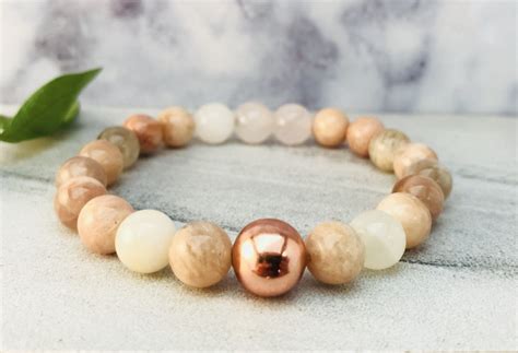 Fertility Bracelet Rose Quartz Moonstone Beaded Bracelet Women