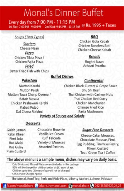 Monal Restaurant Lahore Menu Prices Location Address Number