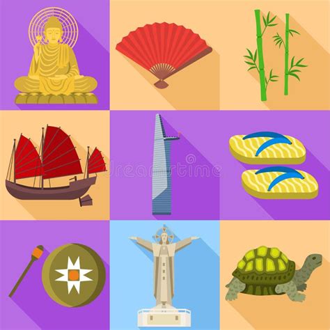 Icono Del Templo De Vietnam De Estilo Plano Ilustración del Vector