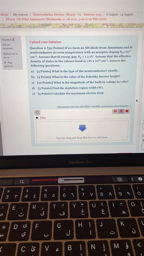 Solved Home My Courses Semiconductor Devices EE305 Chegg