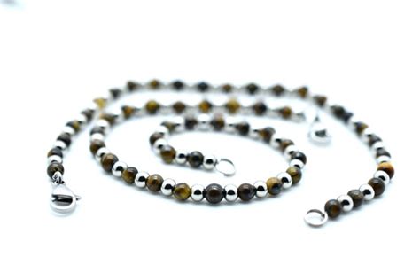 BPL29- BRACCIALE IN PIETRA OCCHIO DI TIGRE - Incisione Gioielli