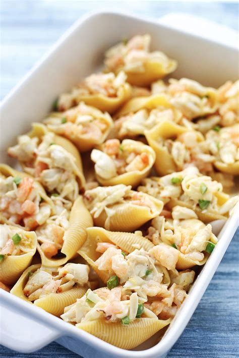 Shrimp and Lump Crab Stuffed Jumbo Shells with Cauliflower Sauce - 3 ...