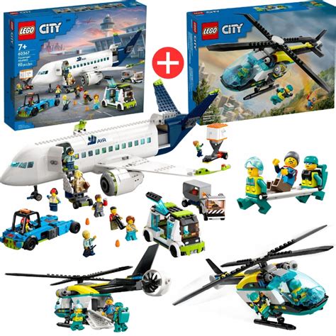 LEGO City 60367 SAMOLOT PASAŻERSKI + LEGO City 60405 Helikopter ...