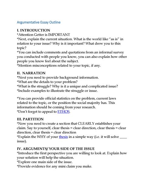 37 Outstanding Essay Outline Templates Argumentative Narrative