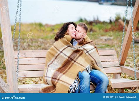 Amorous Couple On Romantic Date On Swings Outdoor Stock Image Image Of Date Garden 89896115