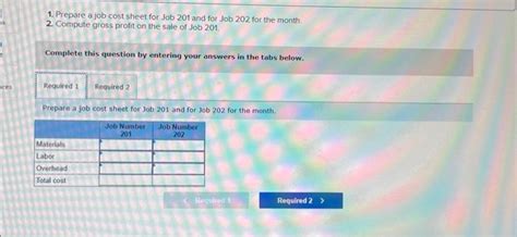 Solved Prepare A Job Cost Sheet For Job And For Job Chegg