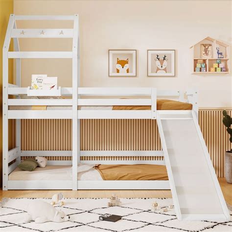 Kinderbett Hochbett Etagenbett Mit Treppe Rutsche 90x200 Cm Fallschutz