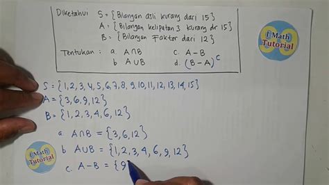 Tutorial Cara Menentukan Hasil Operasi Himpunan Irisan Gabungan Dan