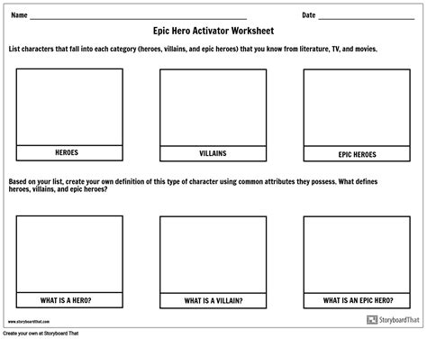 Epic Hero Activator Worksheet Emily