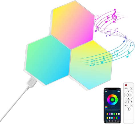 Panneau LED Hexagonal Gaming Murale Lampe 3 Pcs Smart Deco Music Sync