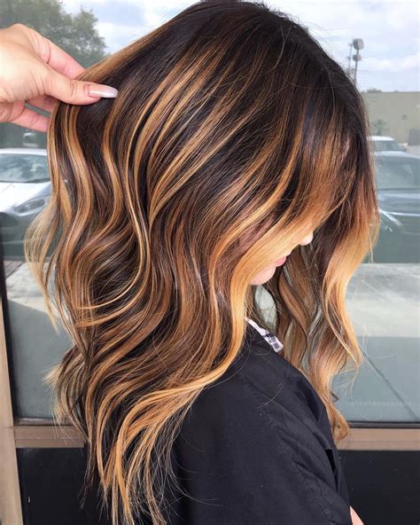 Bright Tangerine Highlights For Brunettes Hair Color Caramel Brown