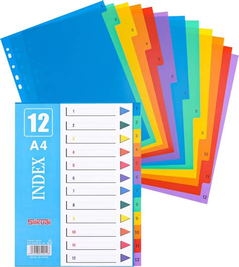 Radsocken 12 Part A4 Filer Dividers 3 Pack Folder Dividers Plastic