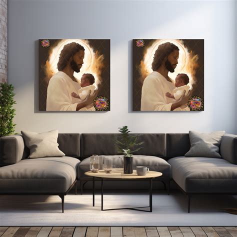 3 Brown Jesus And Little Baby Prints Christian Artwork African