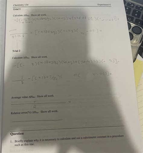 Part 2. Quantitative Study of the Enthalpy of Fusion | Chegg.com