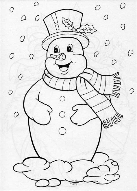 Cute Snowman Christmas Coloring Pages - Dejanato