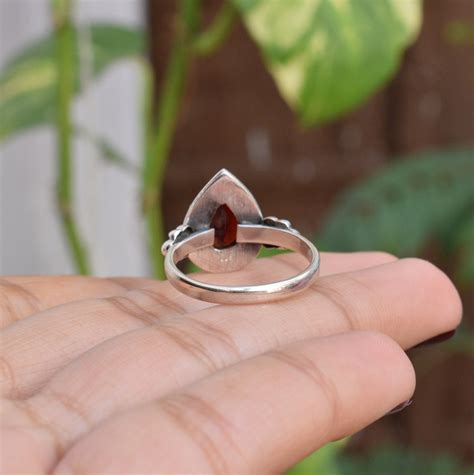 Anillo De Granate Natural Plata De Ley Aaa Granate Etsy Espa A