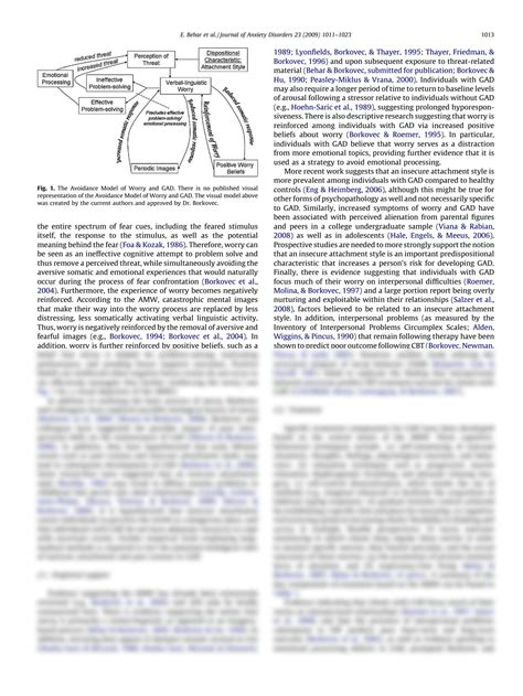 SOLUTION: Current theoretical models of generalized anxiety disorder