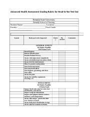 Advanced Health Assessment Grading Rubric For Head To Toe Assessment