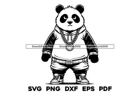 Gangster Cartoon Panda Bear Design SVG PNG DXF EPS PDF