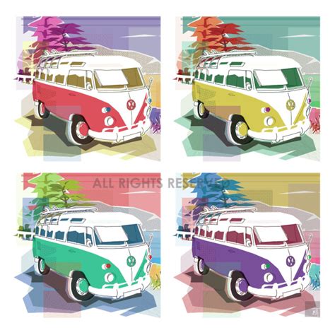 vw camper van pop art