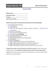 Ch Sp Exp Echem Worksheet Grading Rubric Students Docx