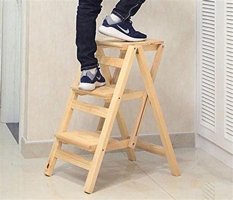 Taburete plegable de madera de 3 niveles escalera portátil para