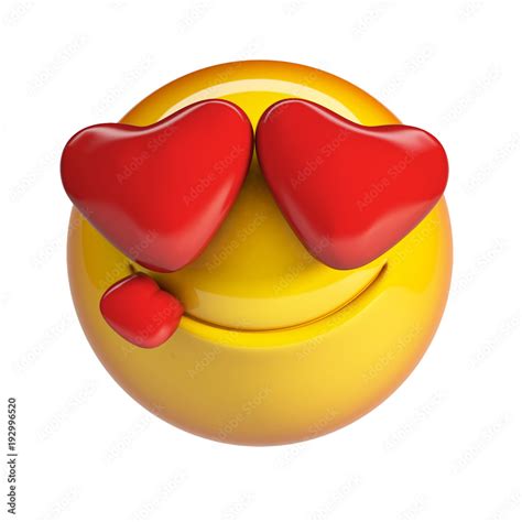 Falling In Love Emoji Heart Shaped Eyes Emoticon With Tongue 3d Rendering Isolated On White