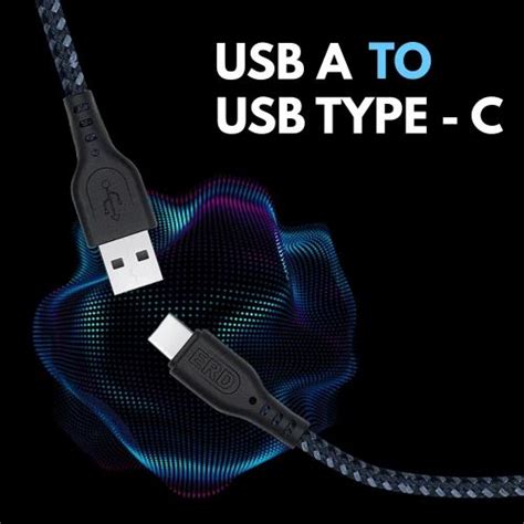 Blue And Grey ERD UC 68 Braided USB C Data Cable 1 Meter USB Type C